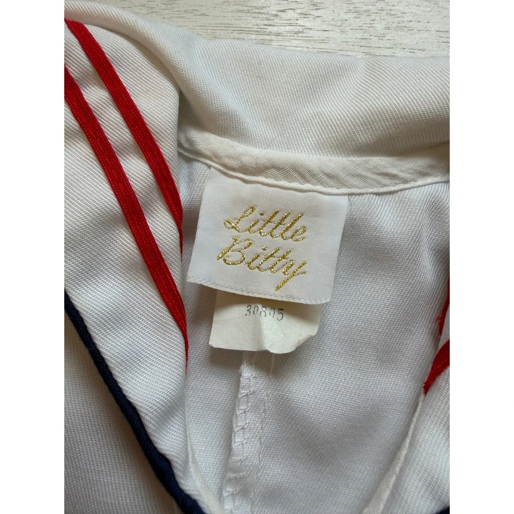 Vintage Sailors Suit White Little Bitty Brand USA 12 mos Costume Photos Baby Boy